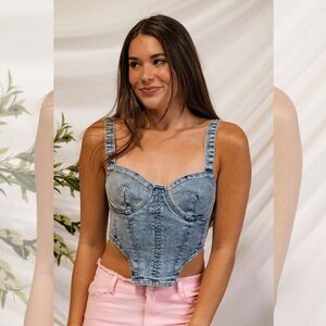 Denim Crop Corset Top size Small